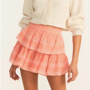 LoveShackFancy Ruffle Mini Skirt in Peach Blossom size Medium NWT